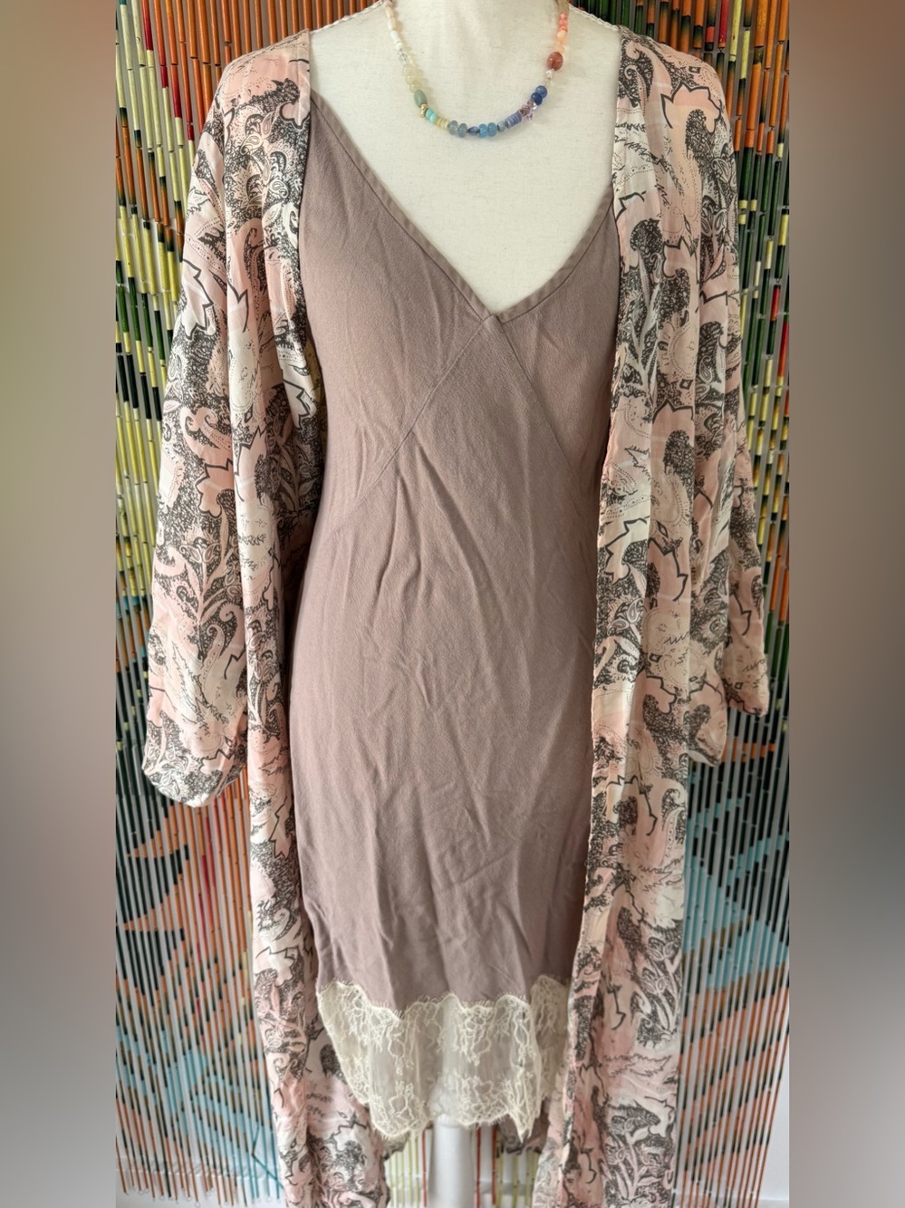 Wilfred Dusty Mauve Slip Dress with Kimono